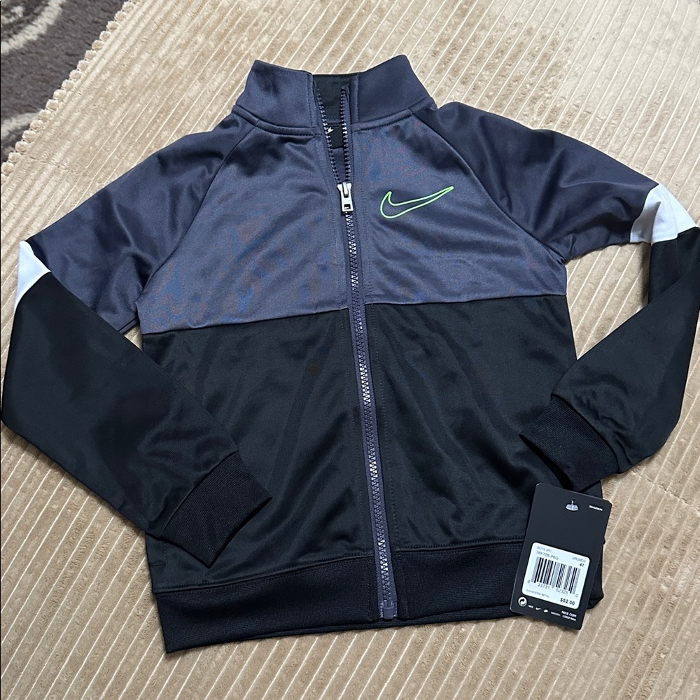 NWT Nike Black and Gray Tracksuit with Green Accents - Picture 2 of 5